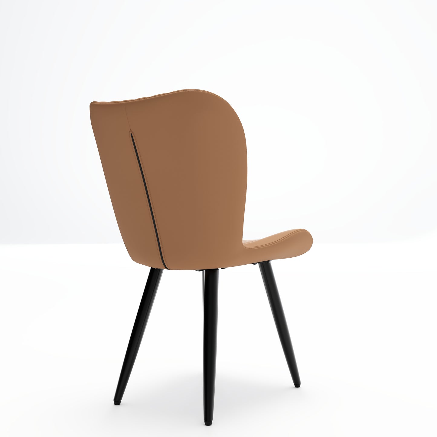 Modern PU Leather Dining Chairs - Set of 2, Brown