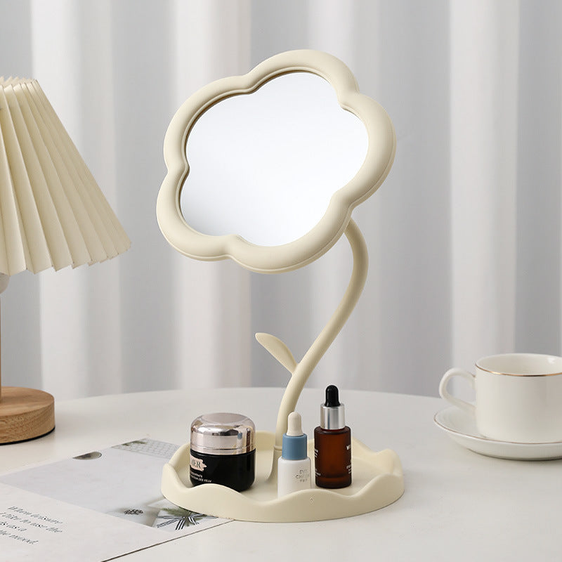 Desktop Makeup Mirror with Sunflower Design - Minimalist Korean Style