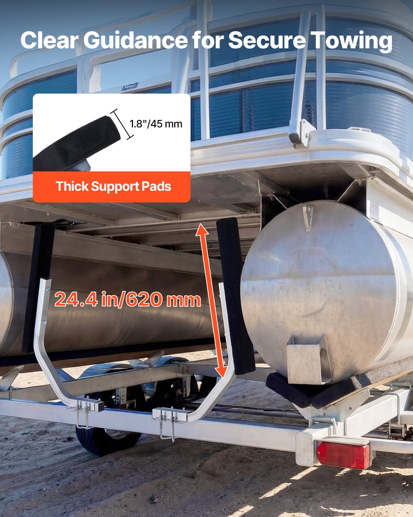 Adjustable Boat Trailer Guides 2PCS Steel Bunk-Style Guide-Ons with Non-Slip Pads