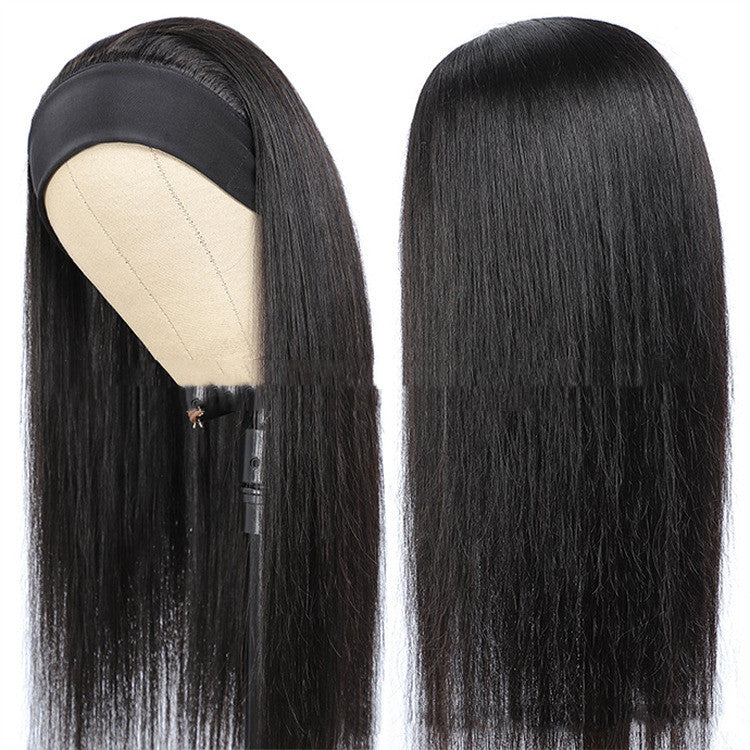 Human Hair Straightening Headband and Cover - Black, 8-14 Inch Variants