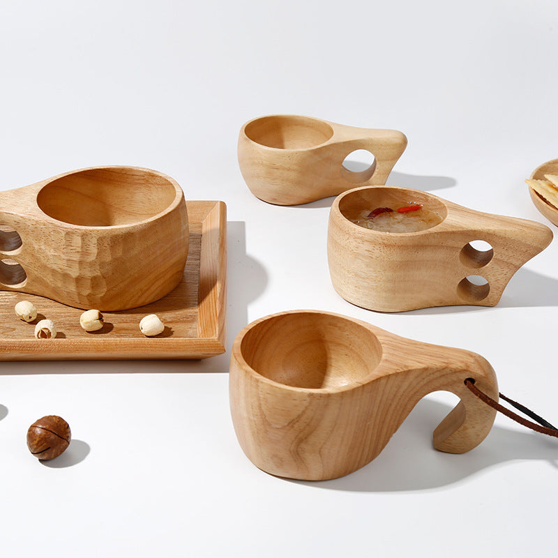 Wooden Mug with Rubber Wood Handle - Minimalist Drinkware