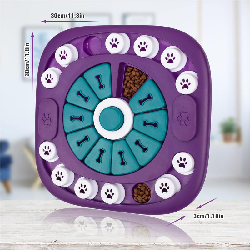 Interactive Dog Puzzle Toy Treat Dispenser for Large Medium Small Dogs - Purple
