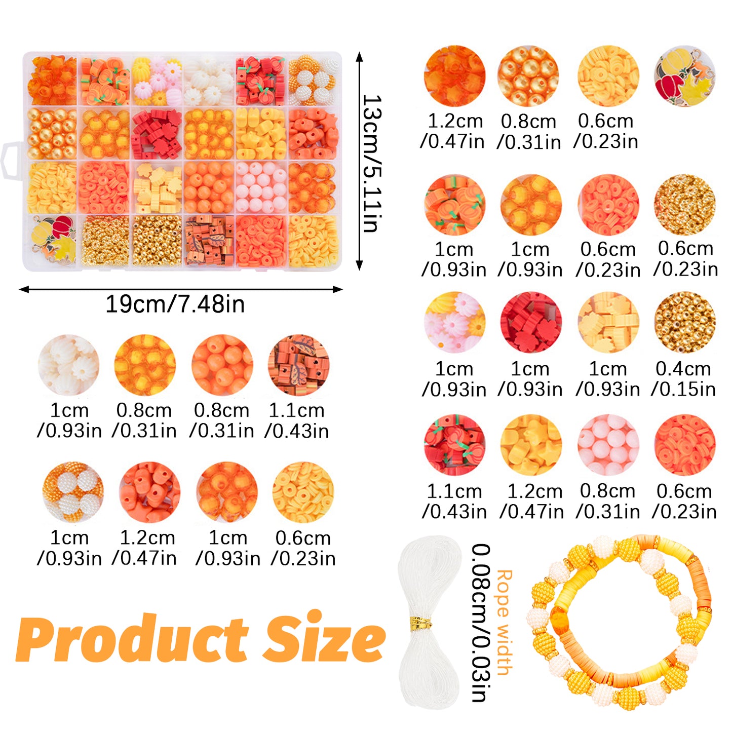 1510 Pcs Fall Theme Bracelet Beads Kit - Plastic & Colorful