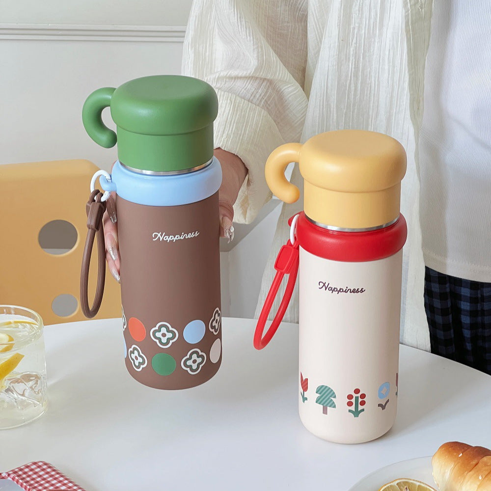 Insulated Stainless Steel Travel Cup with Carrying Strap - 500ml