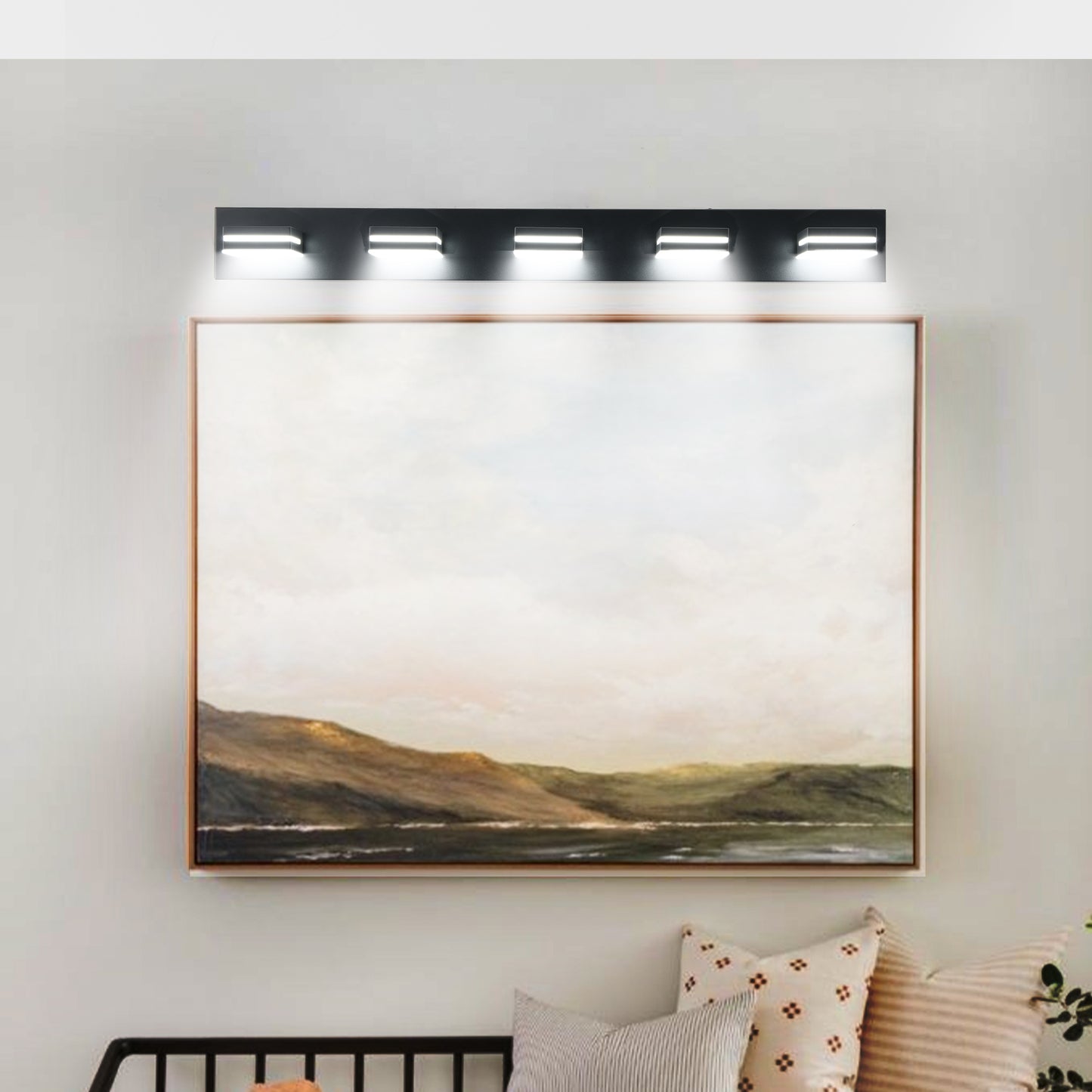 Modern Black LED Vanity Light - 5-Light Wall Sconce for Bathroom