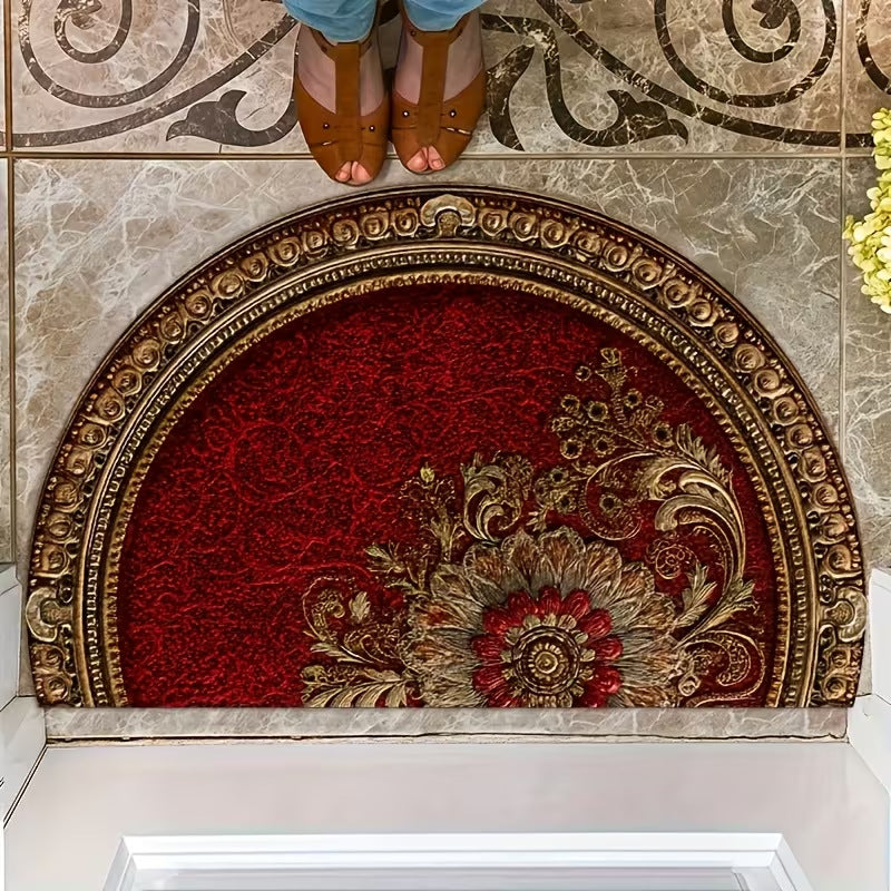 Crystal Velvet Semi-Circular Anti-Fouling Floor Mat - Multiple Sizes & Styles