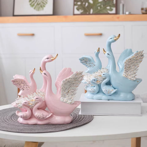 Five-Person Family Ceramic Swan Wine Cabinet Decoration - Home Storage