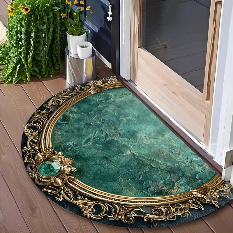 Crystal Velvet Semi-Circular Anti-Fouling Floor Mat - Multiple Sizes & Styles