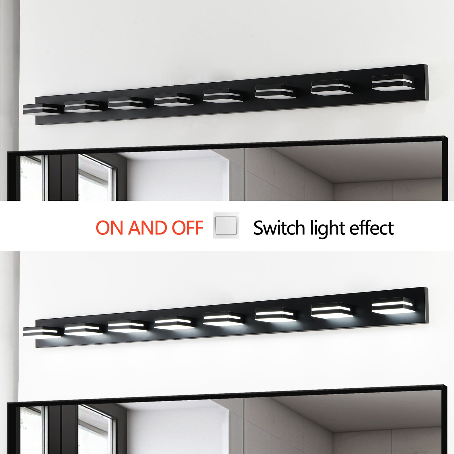 Modern Black LED Wall Sconce - 8-Light Bathroom Vanity Light