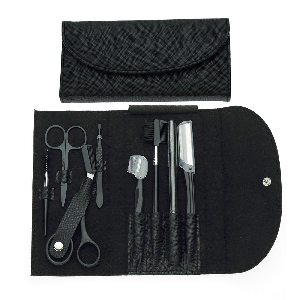 8-Piece Eyebrow Grooming Kit with Scraper and Clips - Multiple Colors
