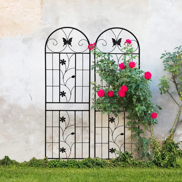 Metal Garden Trellis 71" x 19.7" - Rustproof Climbing Plant Support - Black