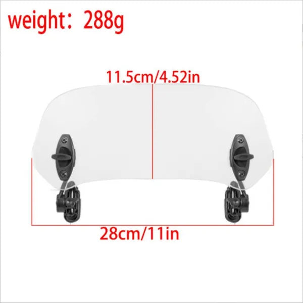 Universal Motorcycle Windshield Extension - Adjustable Clip-On Clear Shield