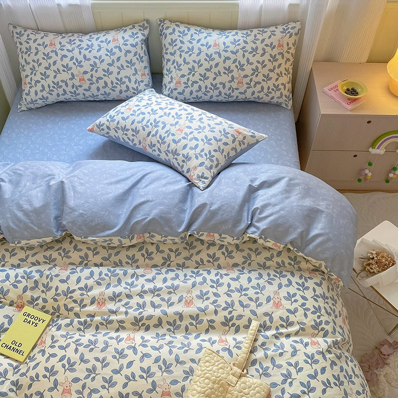 Printed Cartoon Girl Cotton Bed Quilt Cover Set - Multiple Sizes & Styles