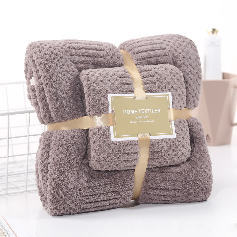 Auspicious Coral Velvet Towels & Bath Towels Set - Soft & Absorbent Unisex