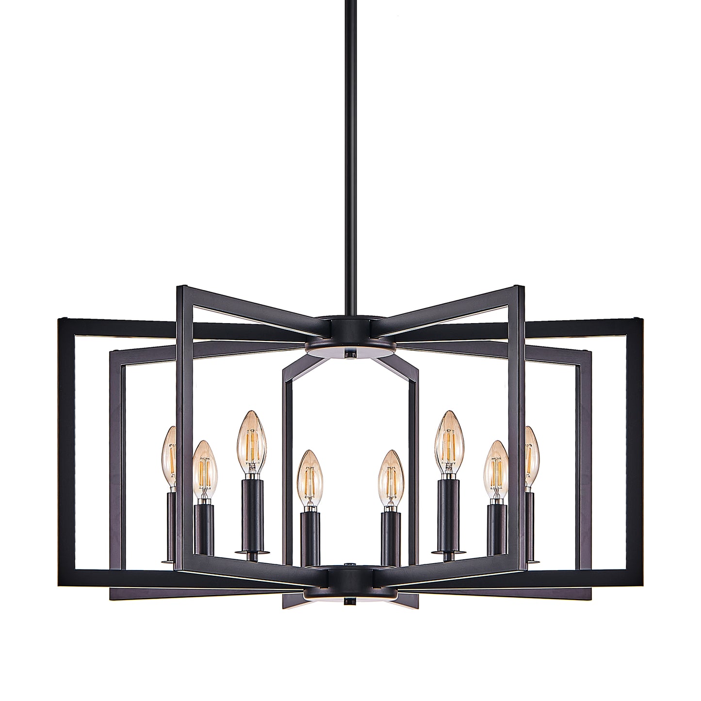 27-Inch Modern Black Geometric Pendant Light Fixture for Living Room Kitchen