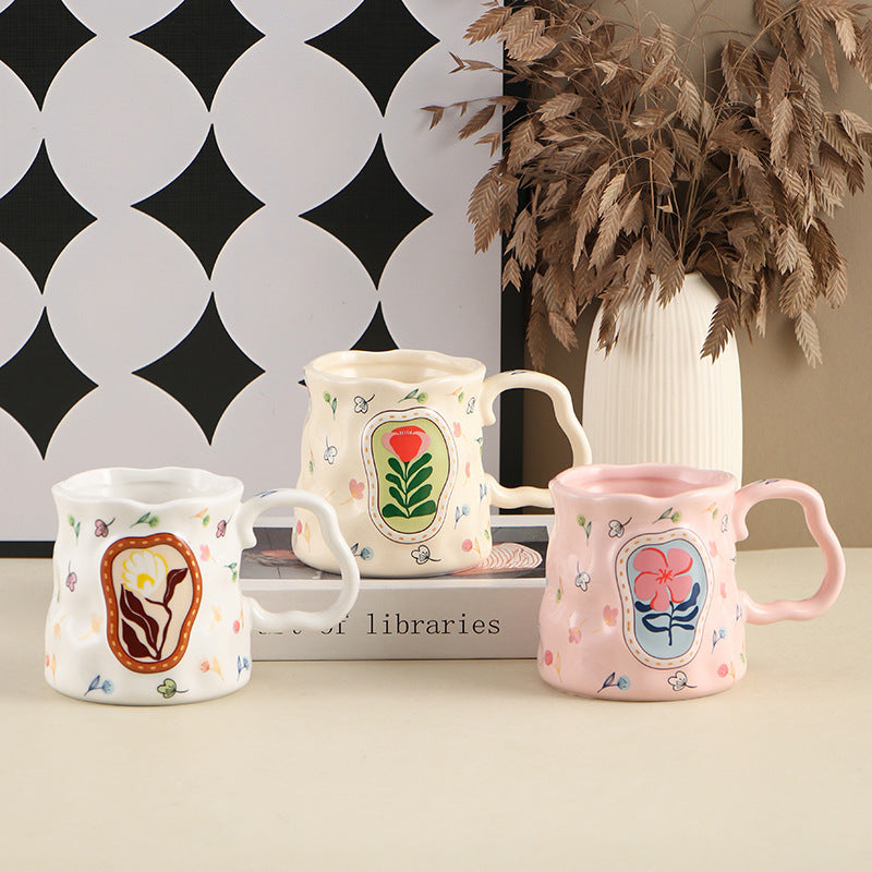 Ceramic Mug Ladies Milk Breakfast Cup 380ml - White Porcelain Drinkware