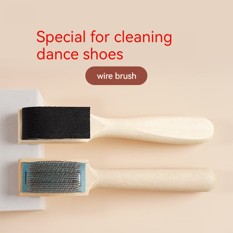 Stainless Steel Dance Shoe Brush with Velcro Head - 17cm Shoe Cleaning Tool