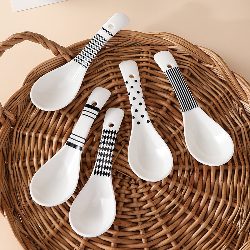 Ceramic Color Glaze Spoon Set Kitchen Utensils Home Decor