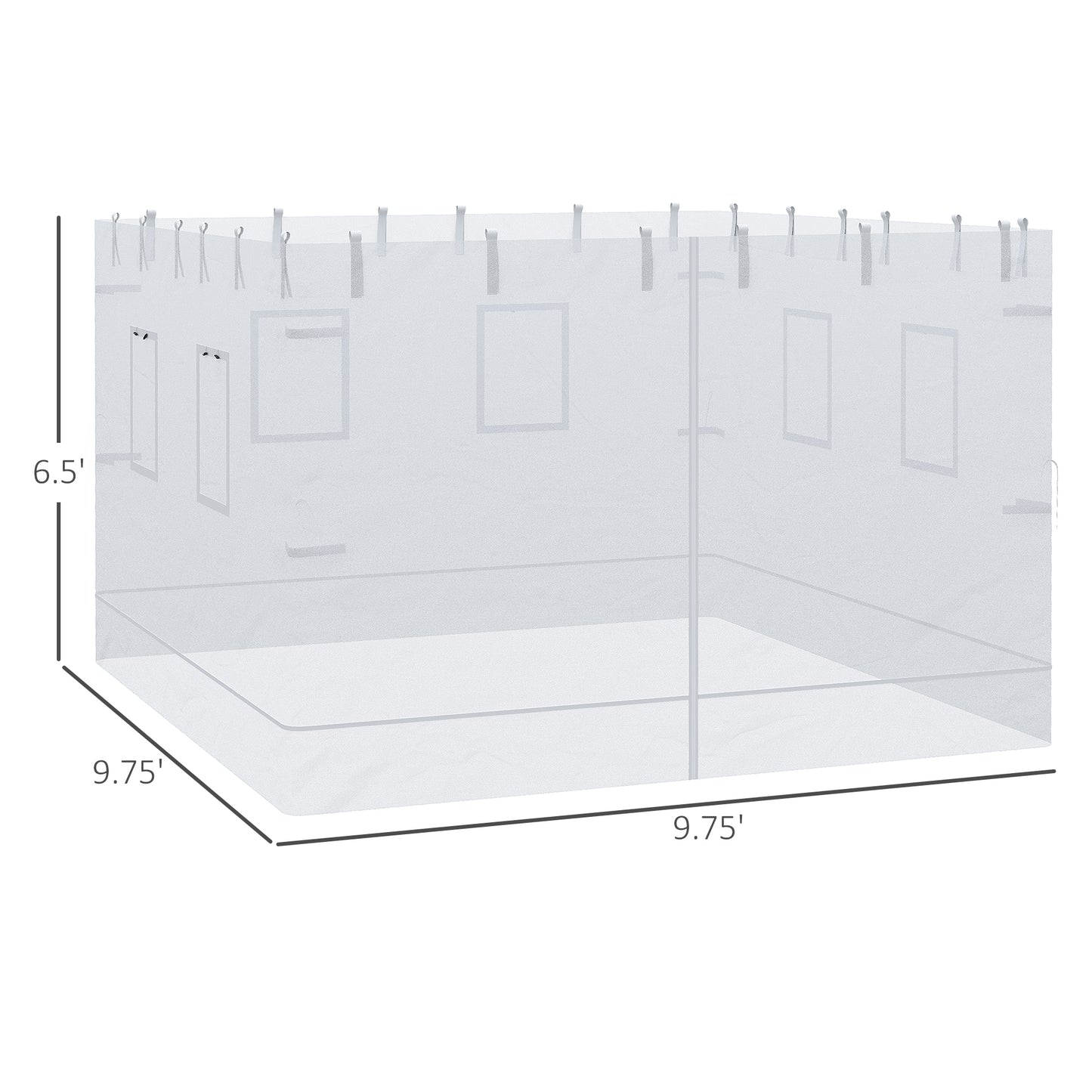 Replacement Canopy Screen Walls with 6 Windows & Door - White