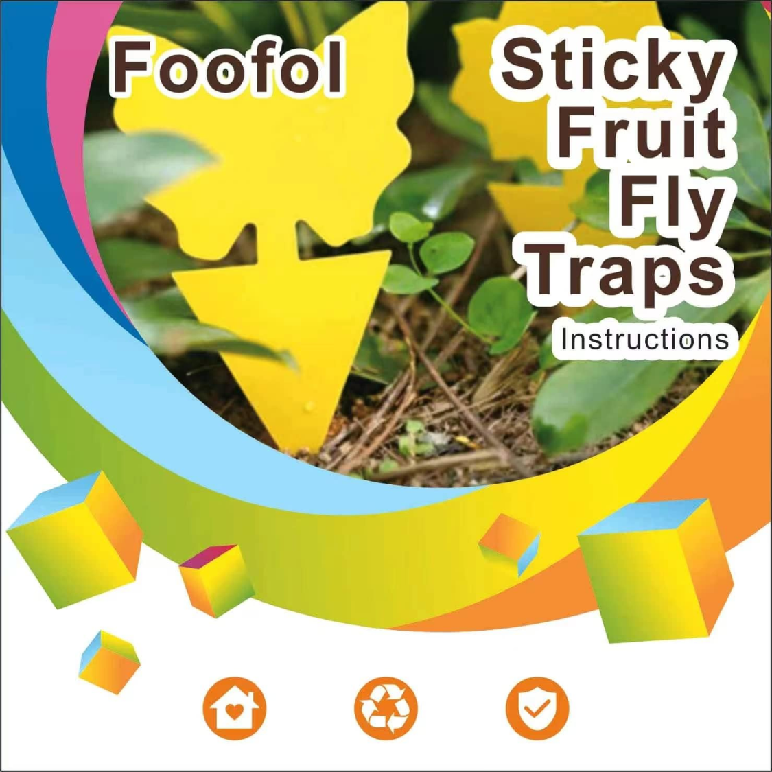 Yellow Sticky Fruit Fly Traps 36 Pack Insect Pest Control for Indoor Outdoor Plants