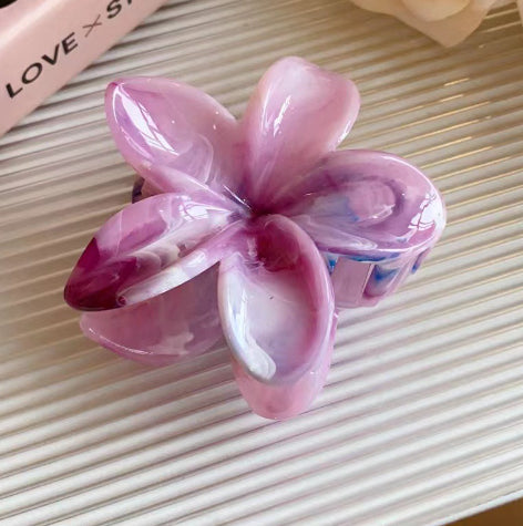 8cm Hair Barrette with Marble Blooming Pattern for Women - Multiple Colors