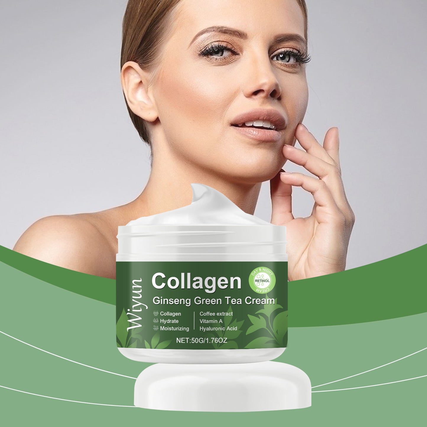 Collagen Ginseng Green Tea Face Moisturizer - Firming & Brightening Cream