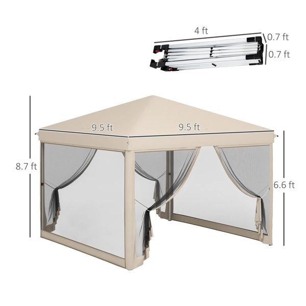 9.7' x 9.7' Party Tent with UV-Resistant Canopy & Mesh Walls