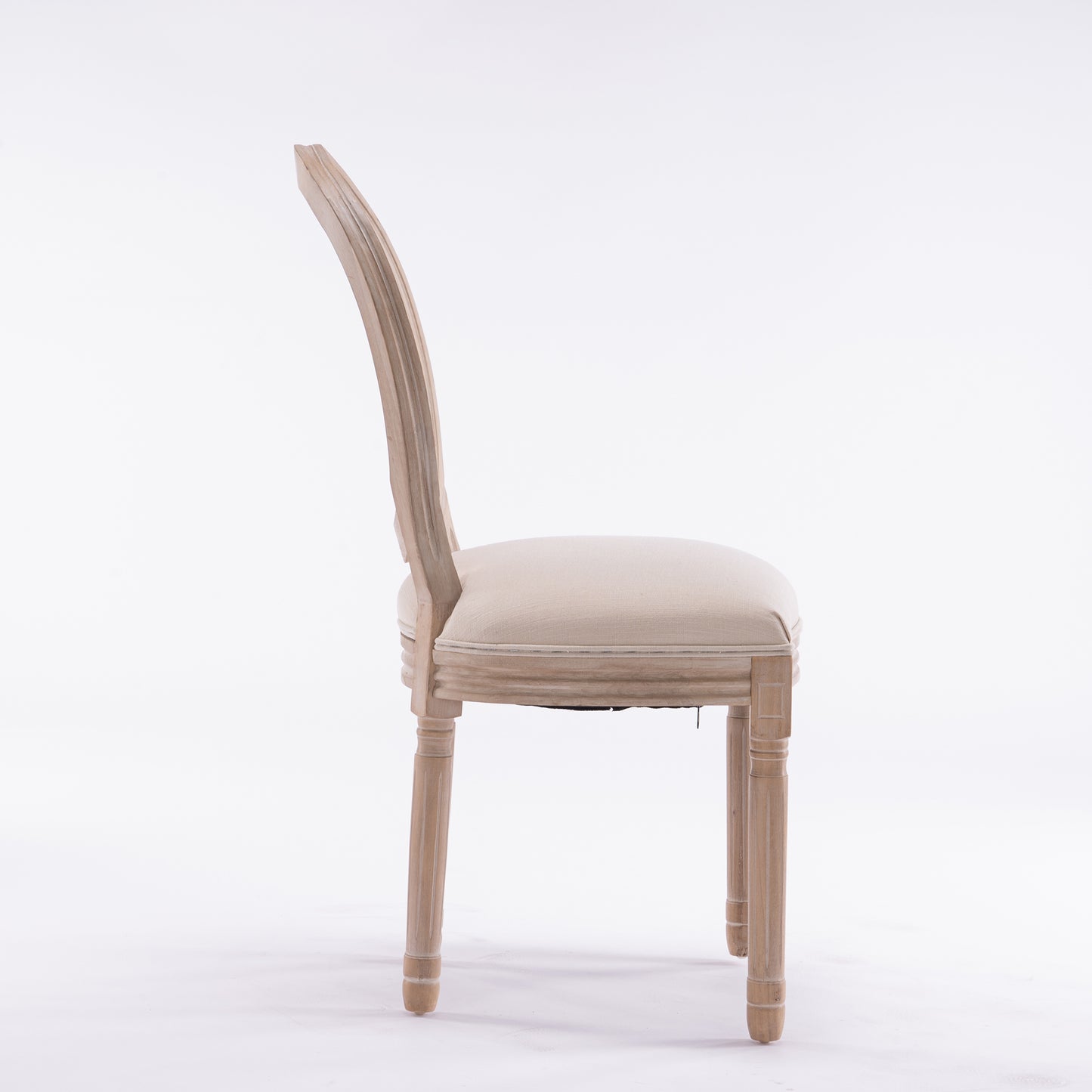French Country Dining Chairs - Set of 2 Beige Wooden Frame