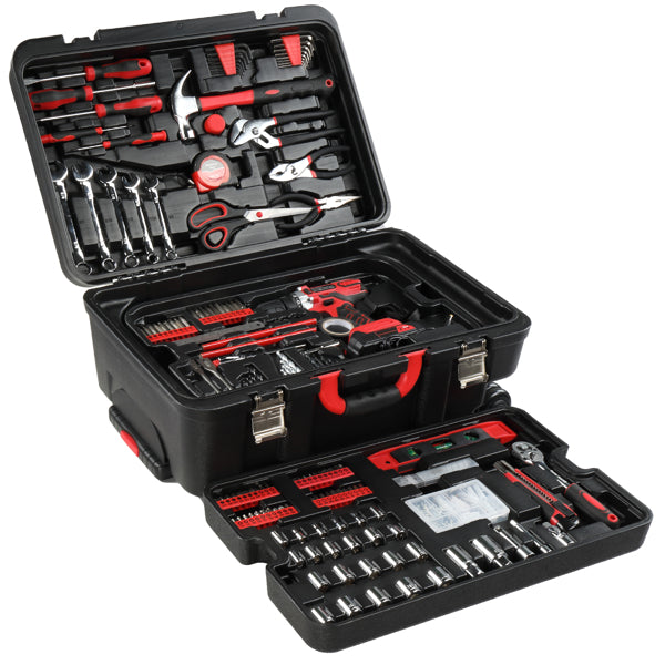 599-Piece Power Tool Set with 21V Cordless Drill and Rolling Toolbox