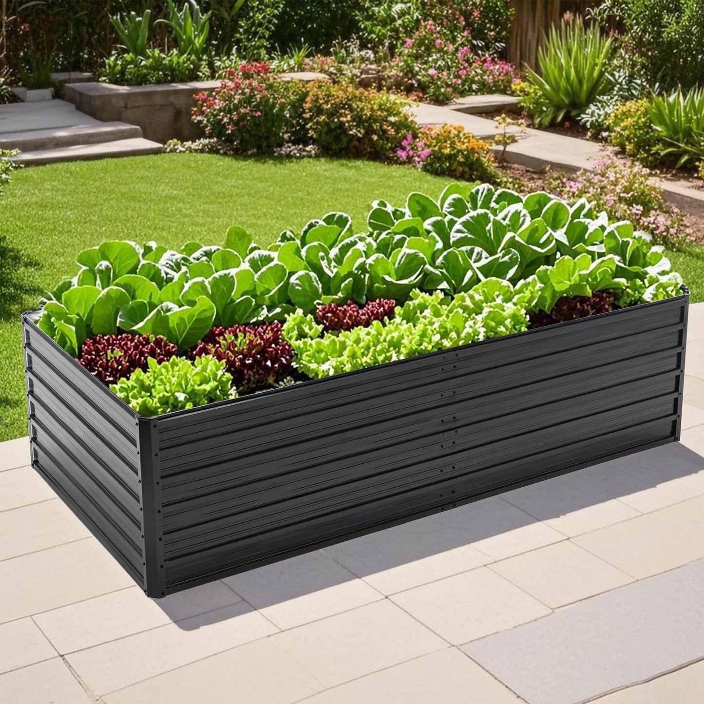 Galvanized Raised Garden Bed Kit for Vegetables Herbs and Fruits - Outdoor Planter