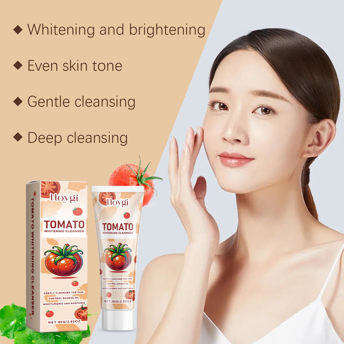 Tomato Extract Brightening Facial Cleanser - Deep Pore Oil Control