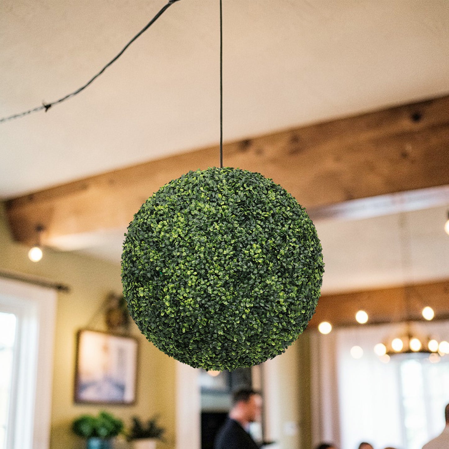 22.4-Inch Artificial Green Topiary Balls - Set of 2 for Outdoor Decoration