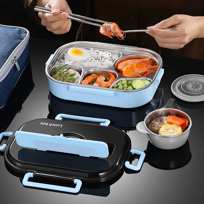 Large Capacity Insulated Stainless Steel Lunch Box with Multiple Grids