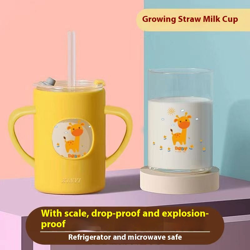 Kids Milk Cup with Scale and Double Handles - Baby Drinking Cup
