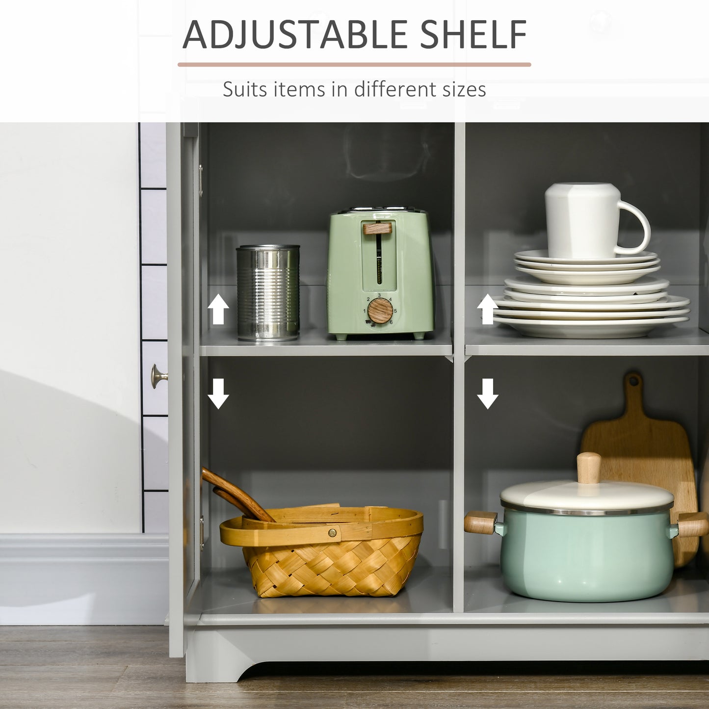 Kitchen Storage Cabinet, Sideboard Floor Cupboard with Solid Wood