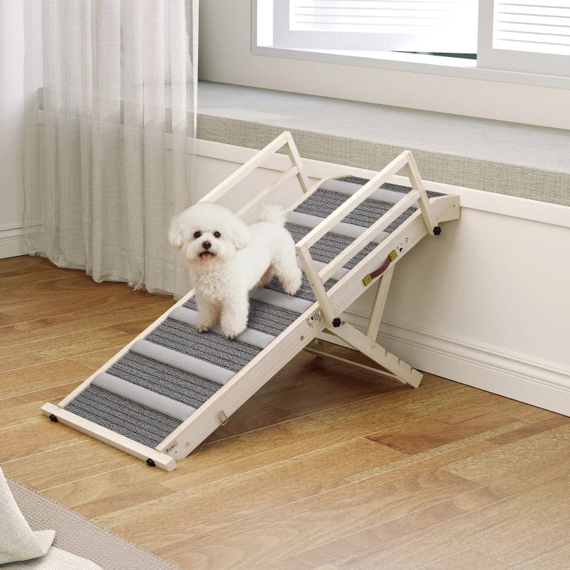 Adjustable Dog Ramp with Side Rails, Folding Pet Step for Small to Large Pets