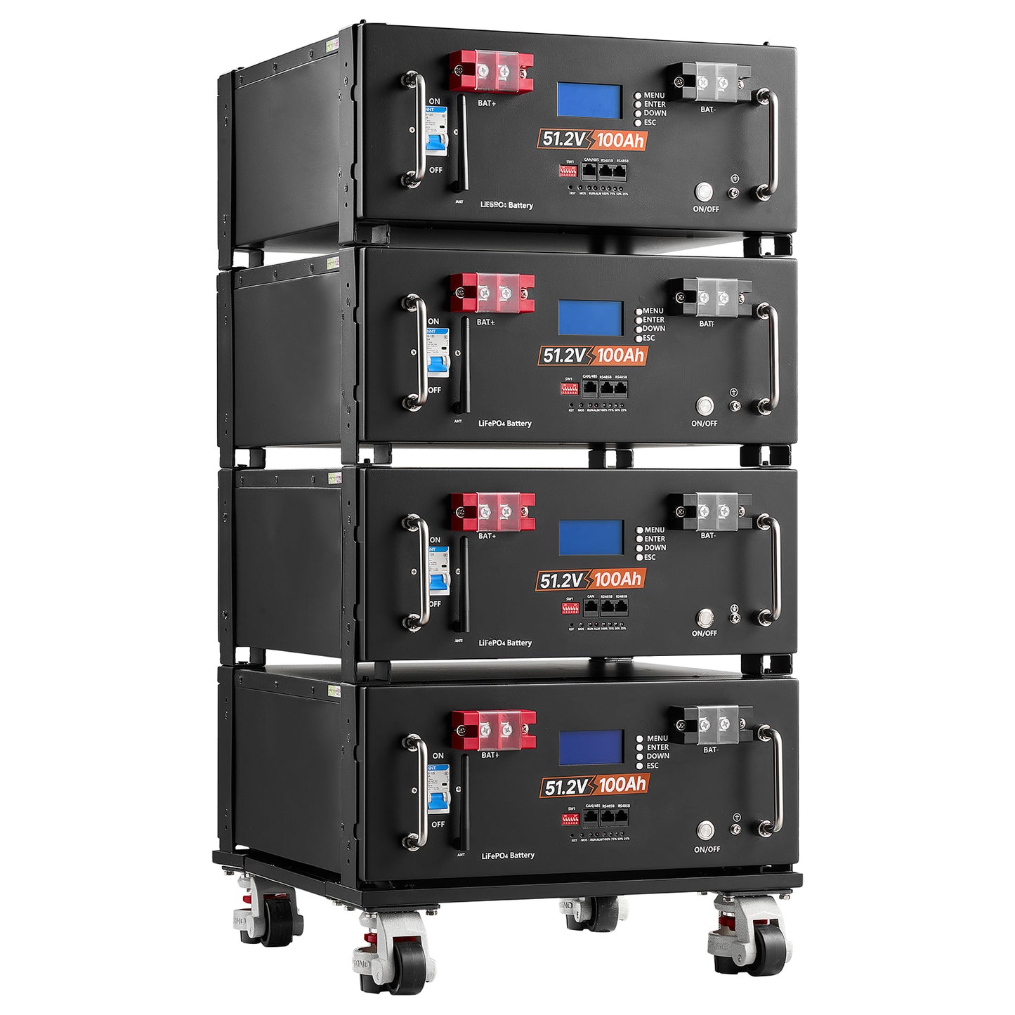 48V 100Ah LiFePO4 Lithium Battery Pack with Bluetooth & Display for Solar Storage