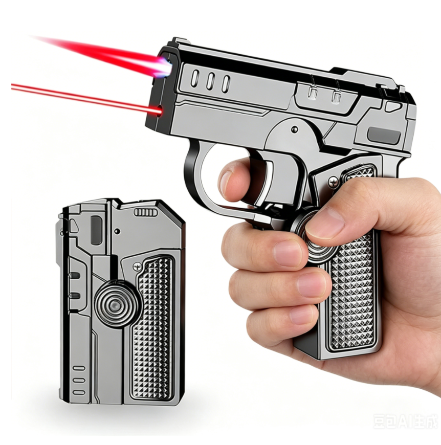 Windproof 2-in-1 Torch Lighter with Fidget Spinner Design - Black