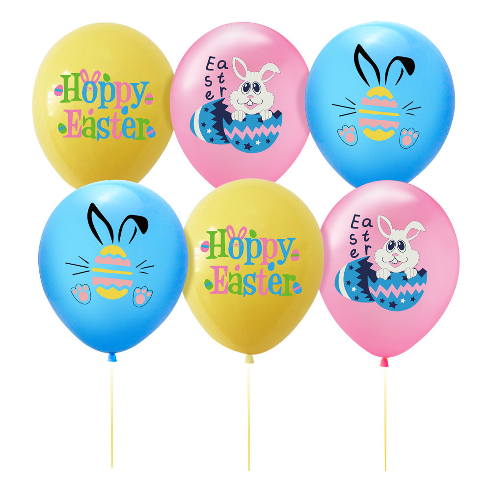 12-Inch Bunny Easter Latex Balloons - Pack of Multiple Colors