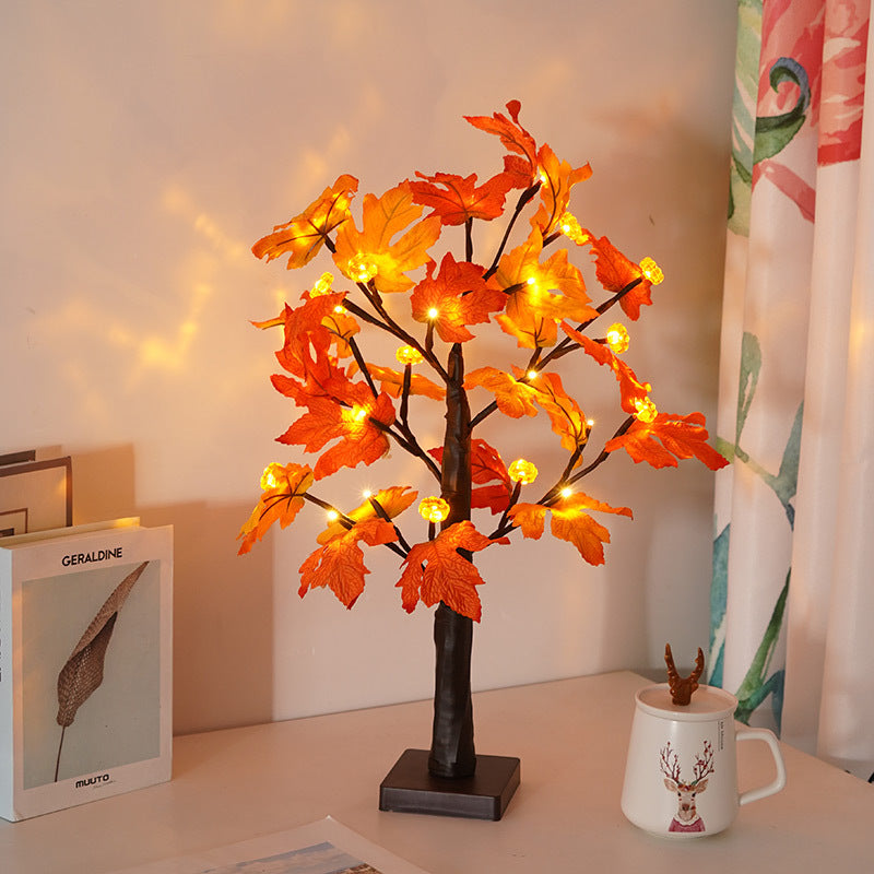 LED Thanksgiving Maple Leaf Pumpkin Scene Decorative String Lights