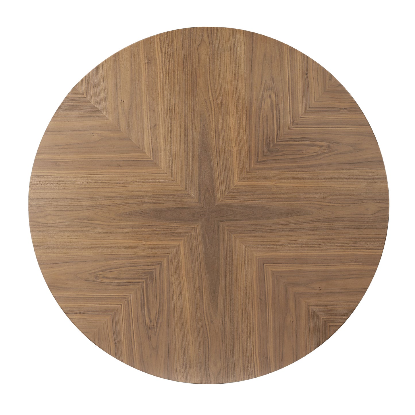 53.14'' Round MDF Coffee Table with Metal Cross Legs - Walnut