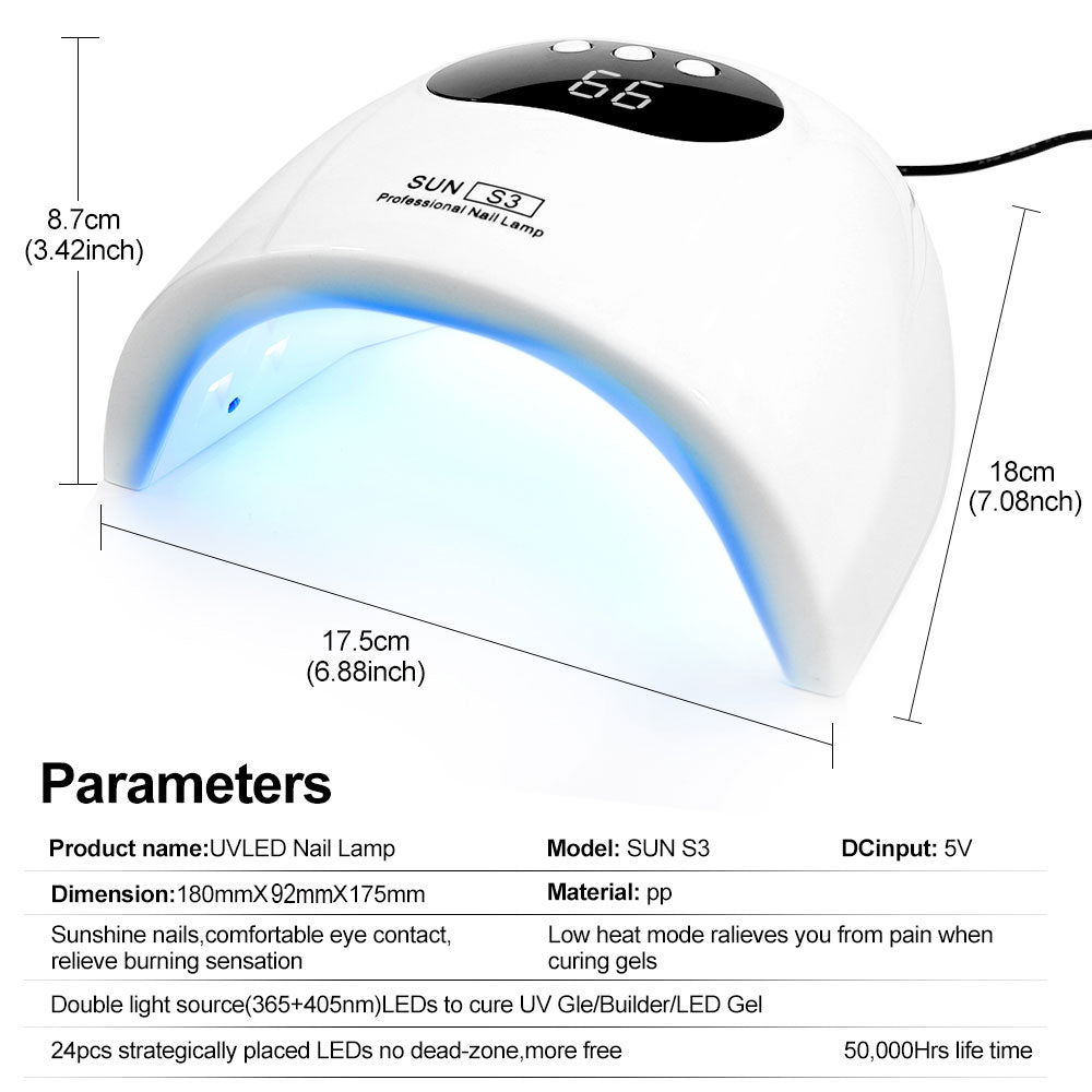 Professional UV LED Nail Lamp - Fast Curing Gel Polish Dryer with Timer