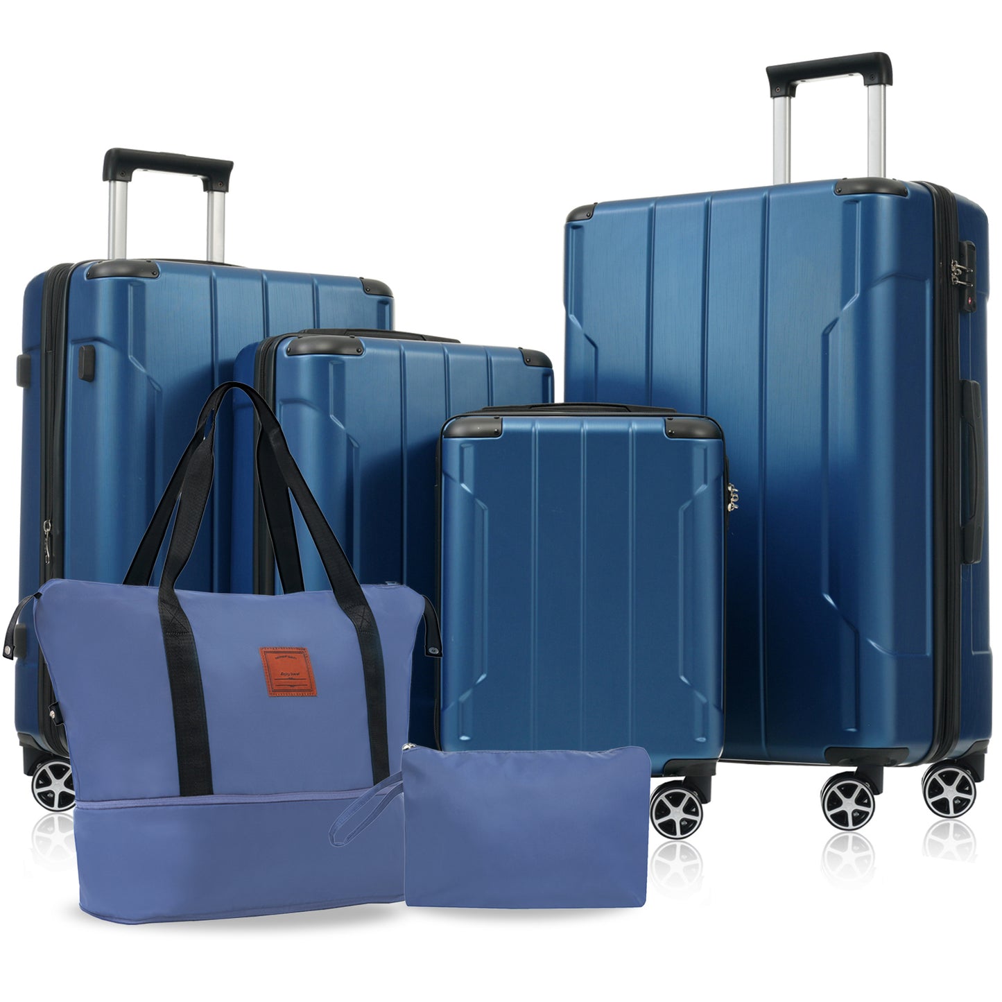 6-Piece Hardshell Luggage Set - Expandable Suitcases with TSA Lock - Blue