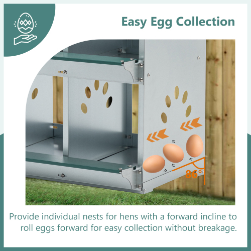 Metal Chicken Nesting Boxes with Vented Holes - Wall Mount Egg Laying Coop, Green