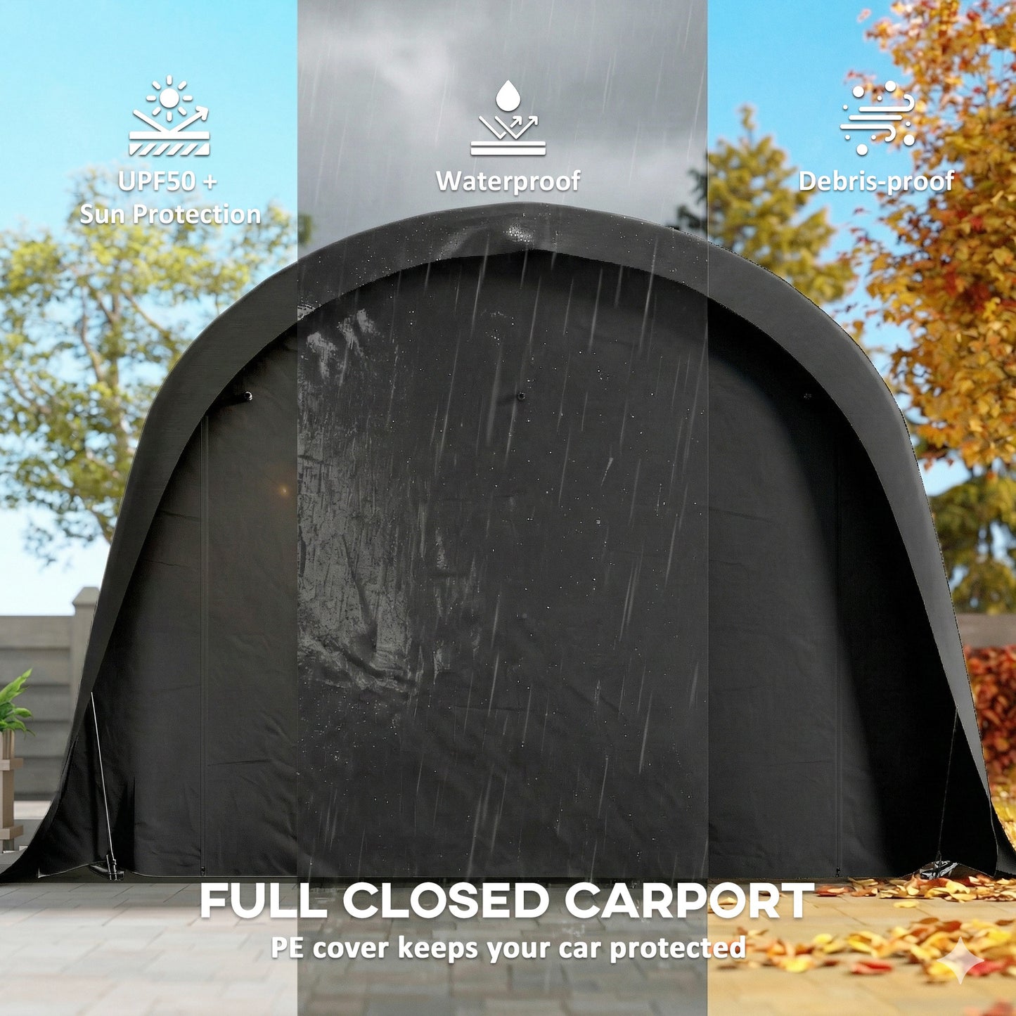 Heavy Duty 12x23.6 ft Portable Carport Canopy Tent - Dark Gray