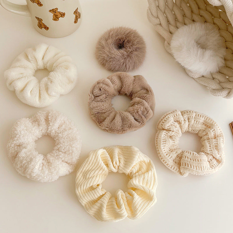 Winter Plush Pork Intestine Hair Ring - Colorful Hair Accessory for Women