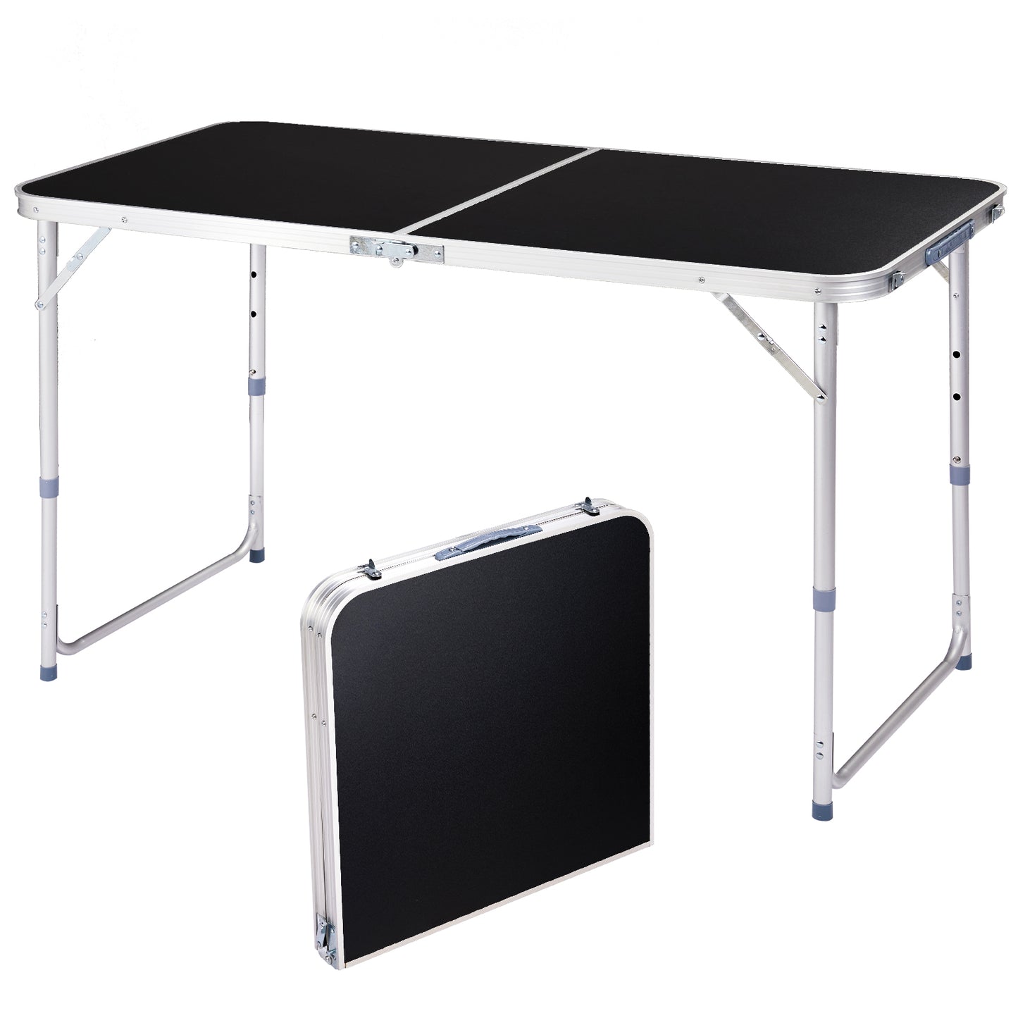 4ft Portable Folding Table - Black Aluminum Outdoor Table