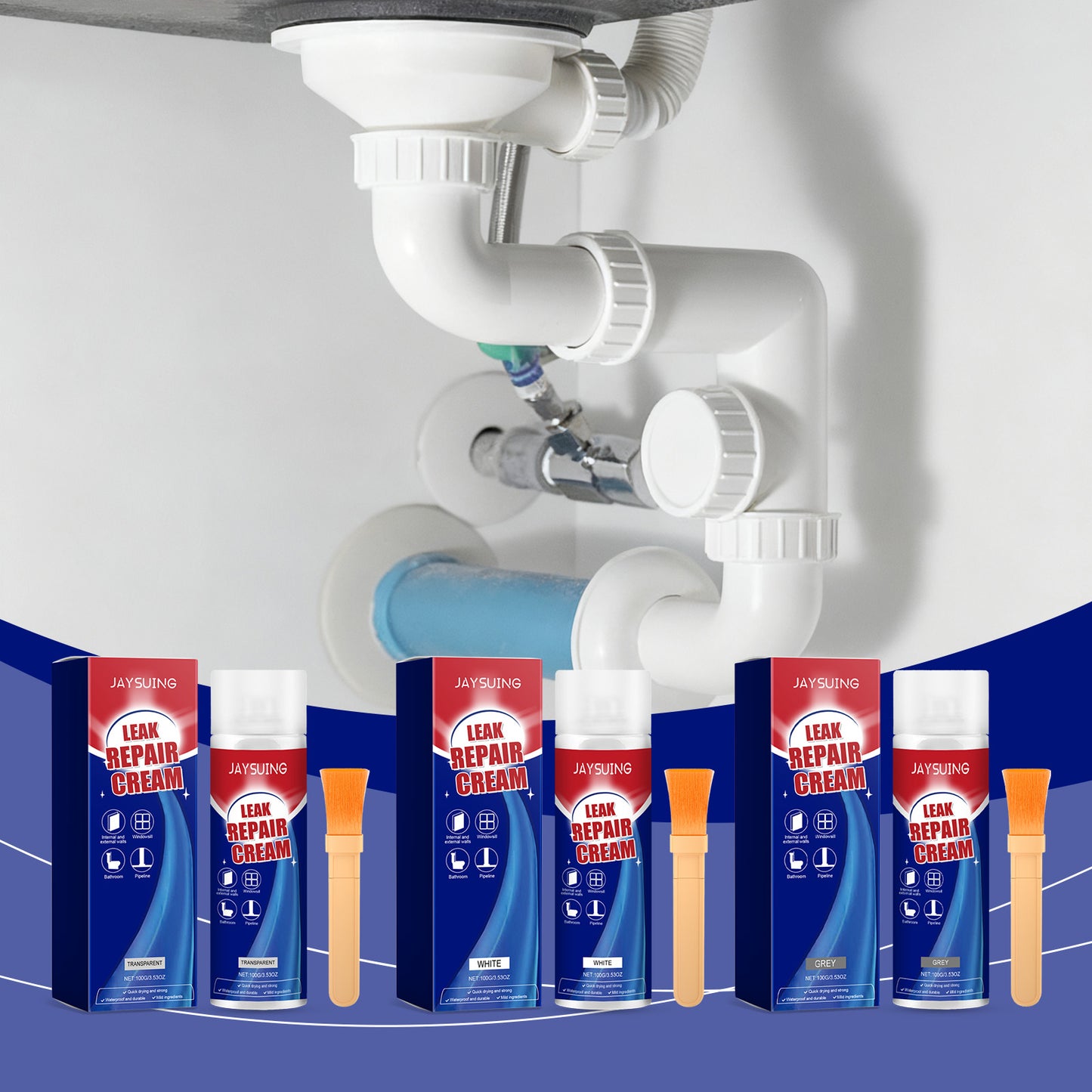 Leak Proof Gray Repair Adhesive for Kitchen Storage - 100g Bottle