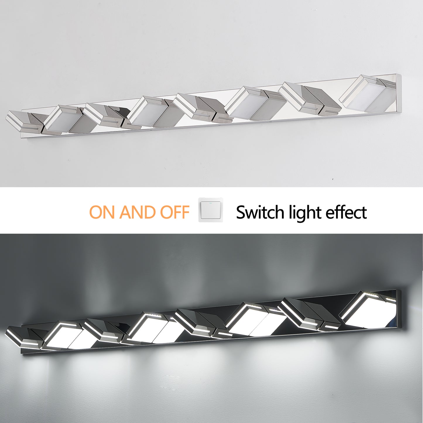 Modern Chrome LED Vanity Light - 8-Light Wall Sconce