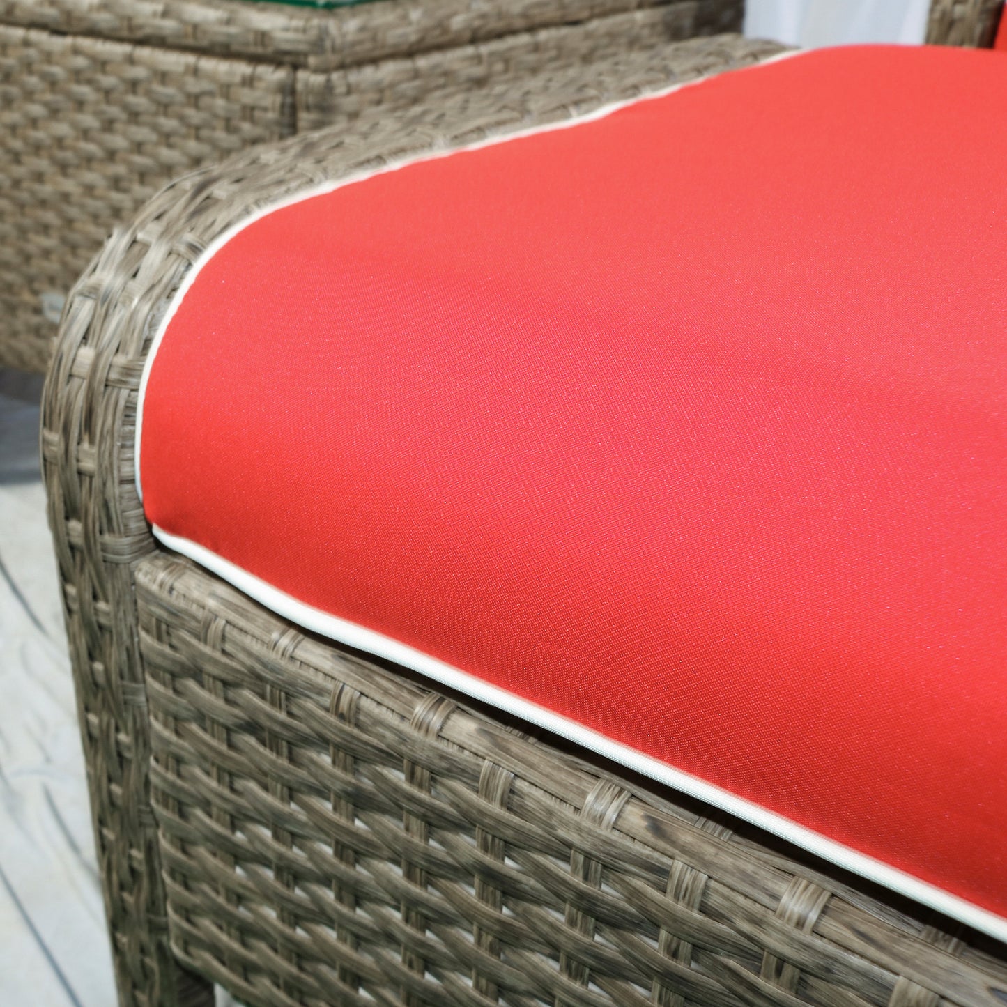 5-Piece Rattan Wicker Outdoor Lounge Chair Set with Cushions & Coffee Table - Brown/Red